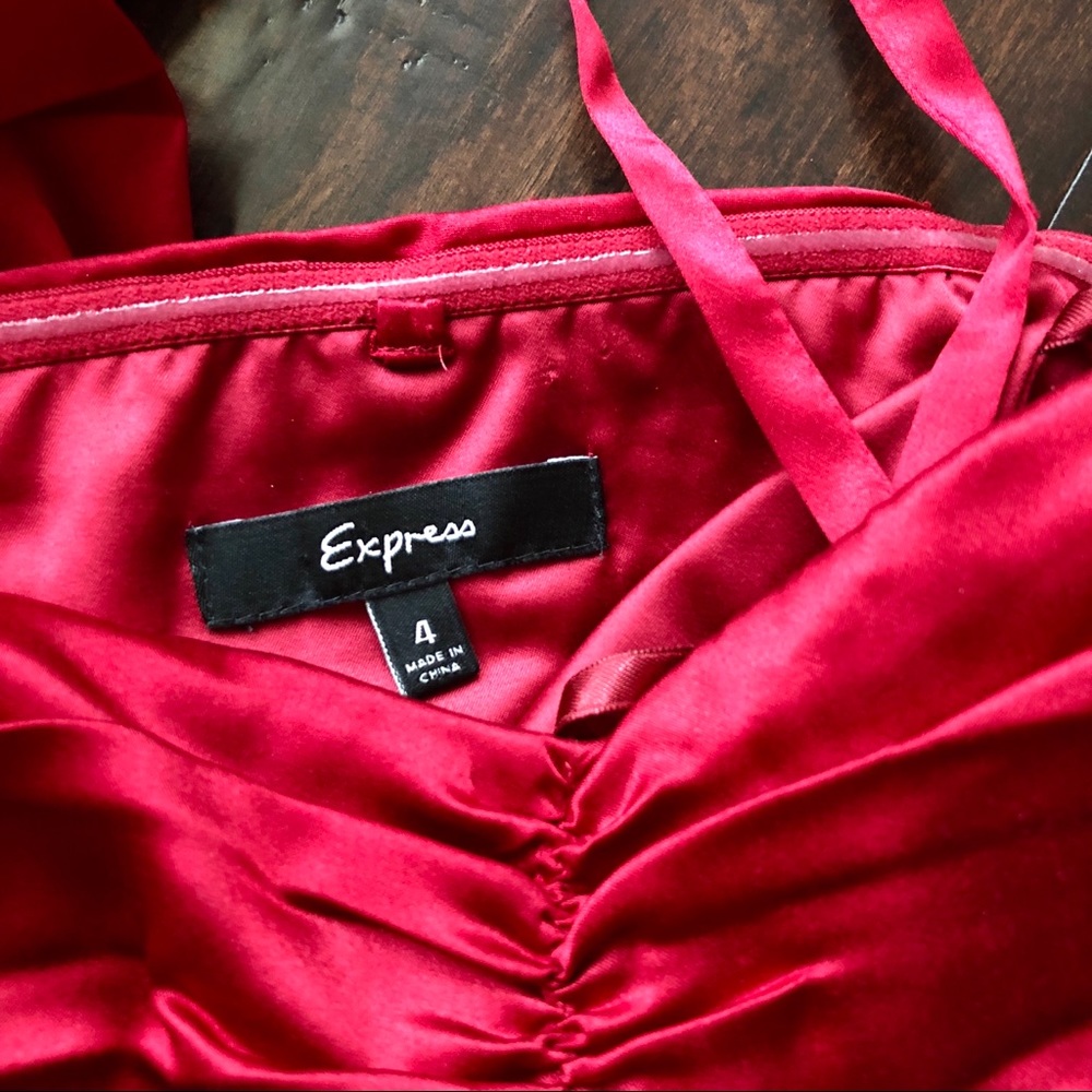 Express Ruched Red Dress - Picture 3 of 3